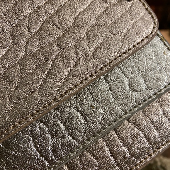 Stuart Weitzman Metallic Rose Gold Silver Chain purse wallet clutch - Picture 5 of 14